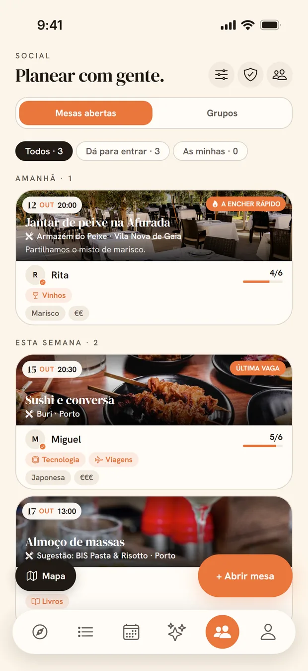 Mesas abertas